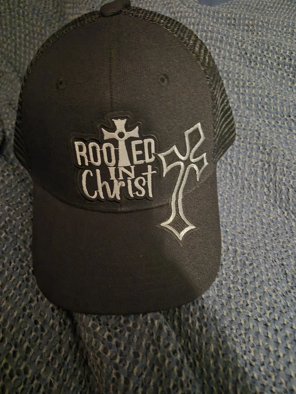 Rooted in Christ Black Trucker Hat